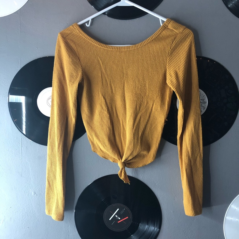 tight mustard crop top